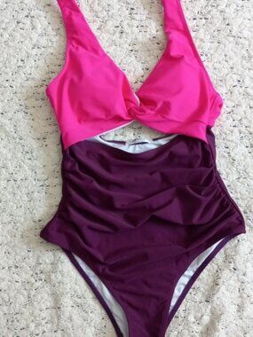 Aimage Women Swimsuit Pink and Purple  One Piece Size S NWOT